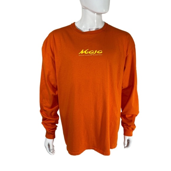 Mojo Men’s Saltwater Red Fish  Long Sleeve Orange Cotton Tee - Picture 1 of 6